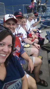 The whole gang cheering for the Gwinnett Braves. (The Winning Run)